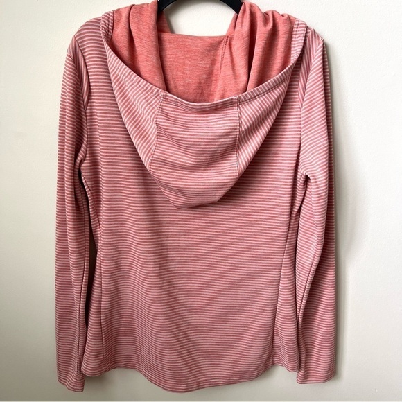 Burton Hooded Full Zip Warm-Up Jacket Orange Stripe Thumbholes Casual Fall Sz L - Picture 9 of 12